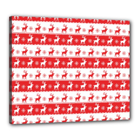 Knitted Red White Reindeers Canvas 24  X 20  by patternstudio