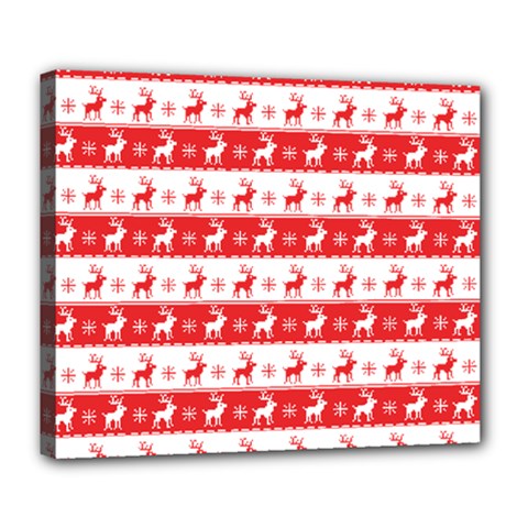 Knitted Red White Reindeers Deluxe Canvas 24  X 20   by patternstudio