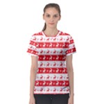 Knitted Red White Reindeers Women s Sport Mesh Tee