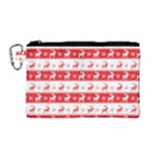 Knitted Red White Reindeers Canvas Cosmetic Bag (Medium)