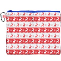 Knitted Red White Reindeers Canvas Cosmetic Bag (xxxl) by patternstudio