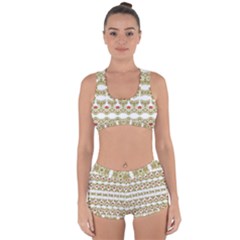 Striped Ornate Floral Print Racerback Boyleg Bikini Set by dflcprints