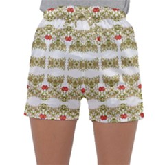 Striped Ornate Floral Print Sleepwear Shorts by dflcprints