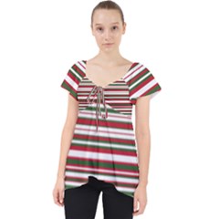 Christmas Stripes Pattern Lace Front Dolly Top