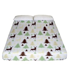 Reindeer Tree Forest Fitted Sheet (queen Size) by patternstudio