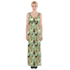 Reindeer Tree Forest Art Maxi Thigh Split Dress by patternstudio