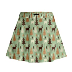 Reindeer Tree Forest Art Mini Flare Skirt