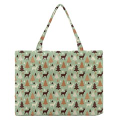 Reindeer Tree Forest Art Zipper Medium Tote Bag