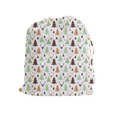 Reindeer Christmas Tree Jungle Art Drawstring Pouches (extra Large) by patternstudio