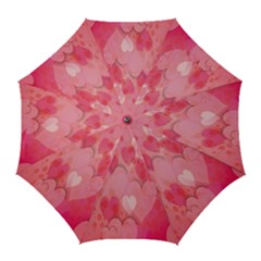 Pink Hearts Pattern Golf Umbrellas by Celenk