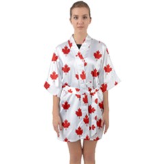 Maple Leaf Canada Emblem Country Quarter Sleeve Kimono Robe by Celenk