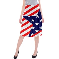 Patriotic Usa Stars Stripes Red Midi Beach Skirt by Celenk