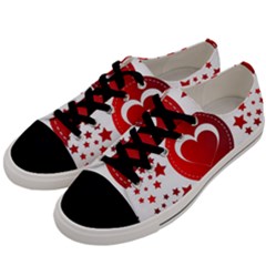 Monogram Heart Pattern Love Red Men s Low Top Canvas Sneakers by Celenk