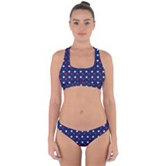 Patriotic Red White Blue Stars Blue Background Cross Back Hipster Bikini Set by Celenk