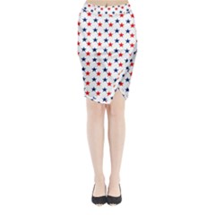 Patriotic Red White Blue Stars Usa Midi Wrap Pencil Skirt by Celenk