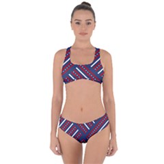 Patriotic Red White Blue Stars Criss Cross Bikini Set by Celenk