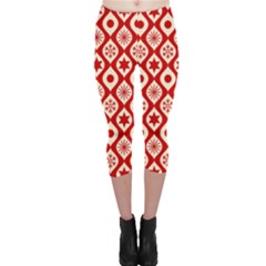 Ornate Christmas Decor Pattern Capri Leggings  by patternstudio