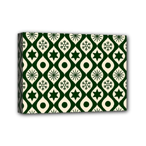 Green Ornate Christmas Pattern Mini Canvas 7  X 5  by patternstudio