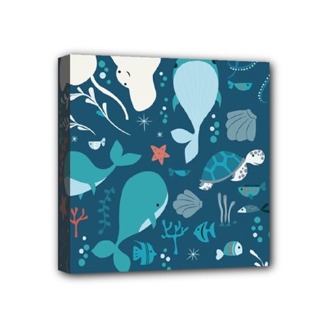 Cool Sea Life Pattern Mini Canvas 4  X 4  by Bigfootshirtshop