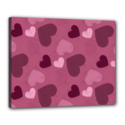 Mauve Valentine Heart Pattern Canvas 20  X 16  by Bigfootshirtshop