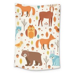 Woodland Friends Pattern Large Tapestry by Bigfootshirtshop