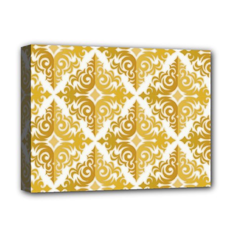 Gold Pattern Wallpaper Fleur Deluxe Canvas 16  X 12   by Celenk