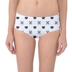 Black Pixel Skull Pirate Mid-waist Bikini Bottoms by jumpercat