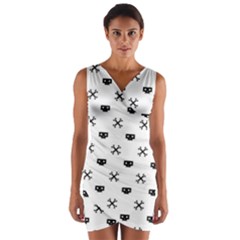 Black Pixel Skull Pirate Wrap Front Bodycon Dress by jumpercat