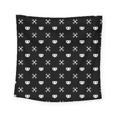 White Pixel Skull Pirate Square Tapestry (small) by jumpercat