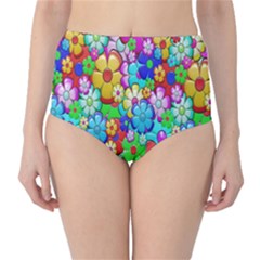 Flowers Ornament Decoration High-waist Bikini Bottoms by Celenk