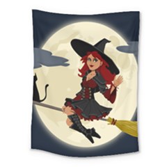 Witch Witchcraft Broomstick Broom Medium Tapestry by Celenk