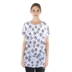 A Lot Of Skulls White Skirt Hem Sports Top