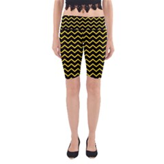 Yellow Chevron Yoga Cropped Leggings