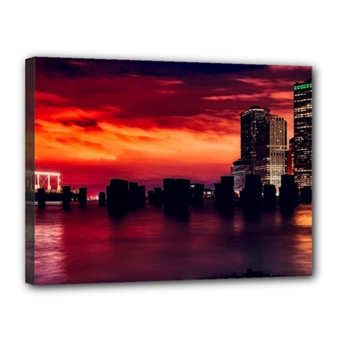 New York City Urban Skyline Harbor Canvas 16  X 12  by BangZart