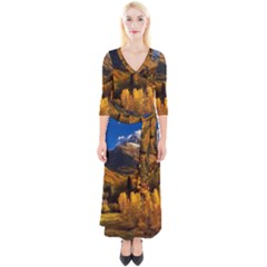 Colorado Fall Autumn Colorful Quarter Sleeve Wrap Maxi Dress by BangZart
