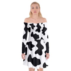 Animal Print Black And White Black Off Shoulder Skater Dress by BangZart