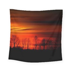 Tree Series Sun Orange Sunset Square Tapestry (small) by BangZart