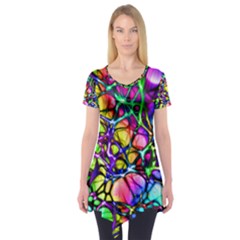 Network Nerves Nervous System Line Short Sleeve Tunic  by BangZart