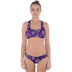 Christmas Star Ice Crystal Purple Background Cross Back Hipster Bikini Set by BangZart