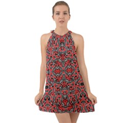 Exotic Intricate Modern Pattern Halter Tie Back Chiffon Dress by dflcprints