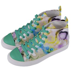 Watercolour Watercolor Paint Ink Women s Mid-top Canvas Sneakers
