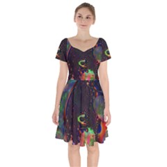 The Fourth Dimension Fractal Short Sleeve Bardot Dress by BangZart