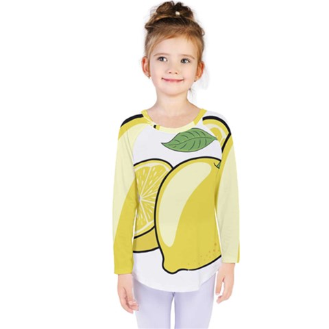 Lemon Fruit Green Yellow Citrus Kids  Long Sleeve Tee by BangZart