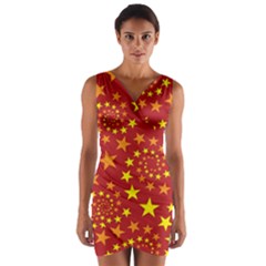 Star Stars Pattern Design Wrap Front Bodycon Dress