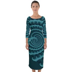 Fractals Form Pattern Abstract Quarter Sleeve Midi Bodycon Dress by BangZart