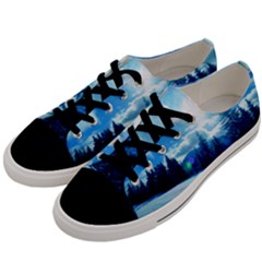 Ski Holidays Landscape Blue Men s Low Top Canvas Sneakers