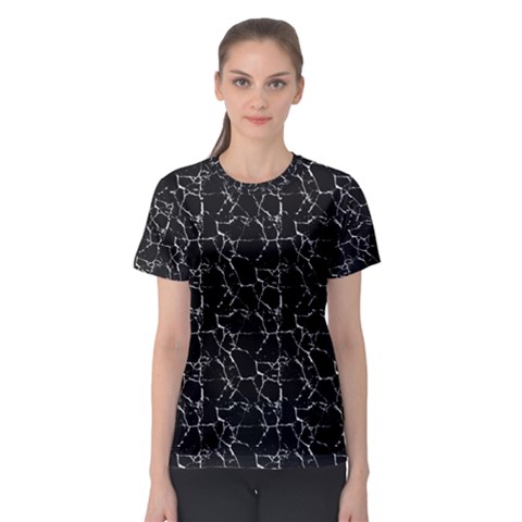 Black And White Textured Pattern Women s Sport Mesh Tee by dflcprints