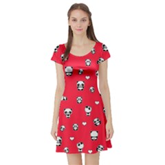 Panda Pattern Short Sleeve Skater Dress by Valentinaart