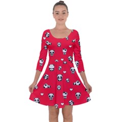 Panda Pattern Quarter Sleeve Skater Dress by Valentinaart