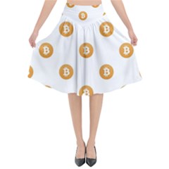 Bitcoin Logo Pattern Flared Midi Skirt by dflcprints